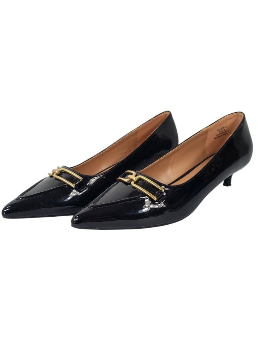 Journee Collection Rumi Black Patent Kitten Heels Women's Size 8 Pointed Toe